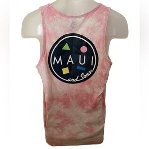 MAUI and SONS Pink & White Tie Dye Tank Top Tee Shirt Men M Medium